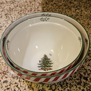8" Spode Christmas Tree Peppermint Mixing/Serving Bowl